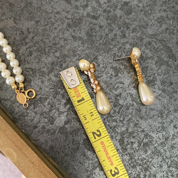 Vintage Napier faux pearl necklace and drop earrings wedding bridal formal prom - Picture 6 of 6